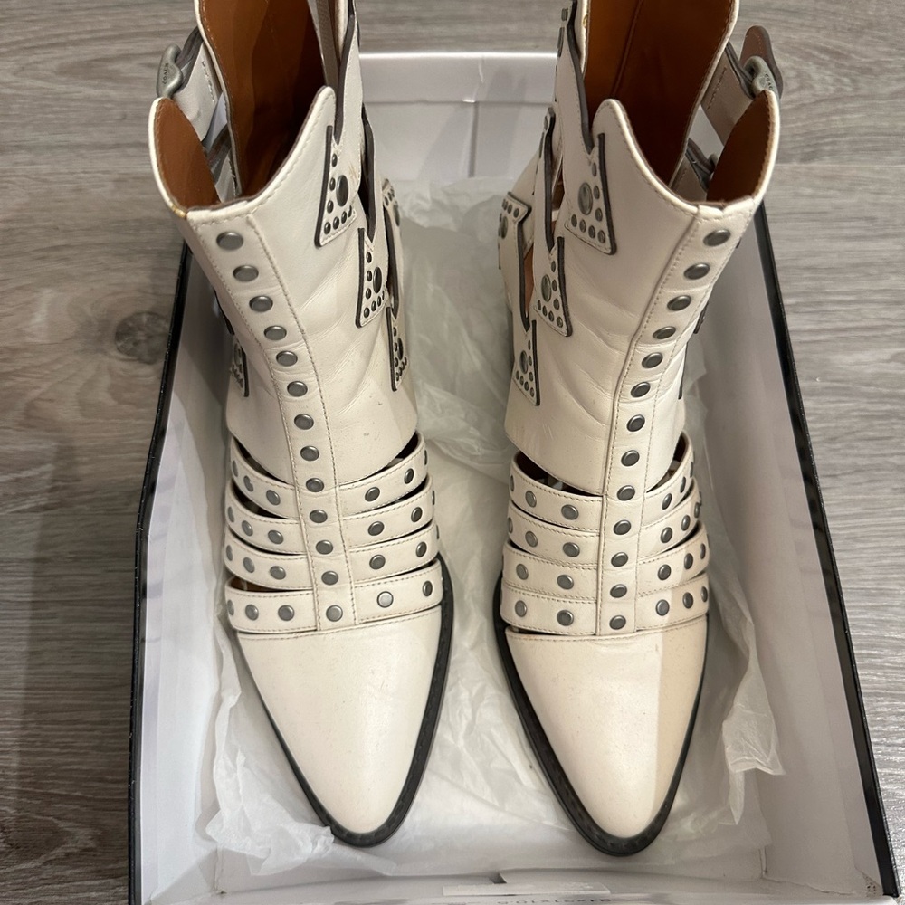 Coach White Ankle Booties with Lace-Up Design